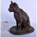 English School (Mid 20th Century) Bronzed terracotta figure of a cat, modelled upon a naturalistic b