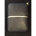 A STYLISH BOXED MOVADO SHAGREEN PULL OUT TRAVELLING WATCH with moon phase. 7.5 cm x 3.5 extended.