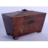 AN ANTIQUE MAHOGANY RECTANGULAR TEA CADDY with box wood inlay. 16 cm x 27 cm.