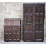 A MID CENTURY ERCOL TYPE WARDROBE together with a similar bureau. Largest 177 cm x 91 cm. (2)