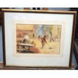 British School (19th/20th Century) Watercolour, Street scene. Image 19 cm x 24 cm.