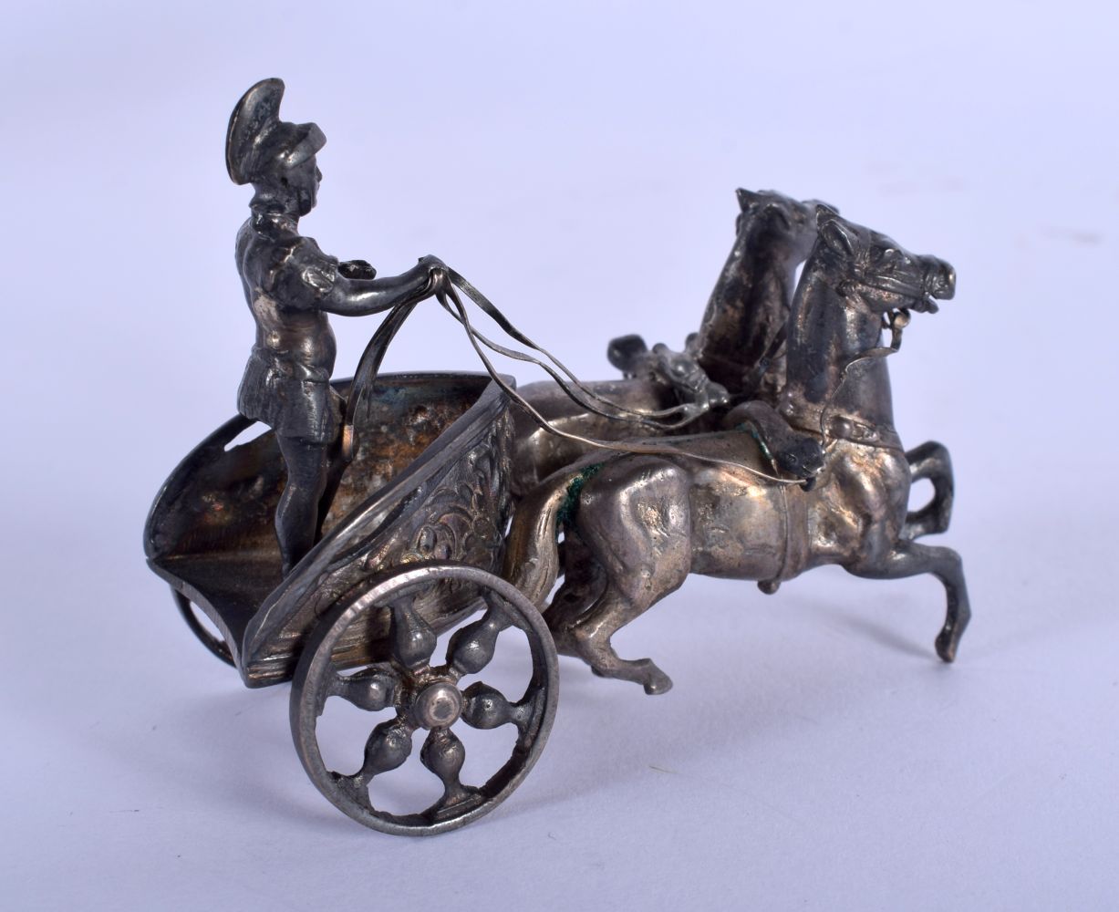 AN ANTIQUE SILVER CHARIOT. 64 grams. 6.5 cm x 5 cm. - Image 2 of 3