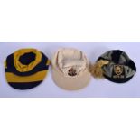 THREE VINTAGE SPORTING CAPS. (3)