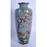 A LATE 19TH CENTURY JAPANESE MEIJI PERIOD CLOISONNE ENAMEL VASE decorated with flowers and birds. 22