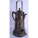 A RARE 19TH CENTURY AESTHETIC MOVEMENT SILVER PLATED KETTLE ON STAND decorated with birds and foliag