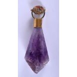 AN ANTIQUE CARVED AMETHYST SWIVEL SCARAB SEAL. 8 cm long.