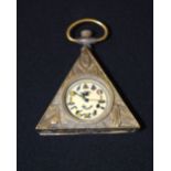 A CONTEMPORARY MASONIC TRIANGULAR POCKET WATCH. 7 cm x 5.5 cm.