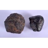 TWO EARLY METEORITES. Largest 6.5 cm x 4 cm. (2)