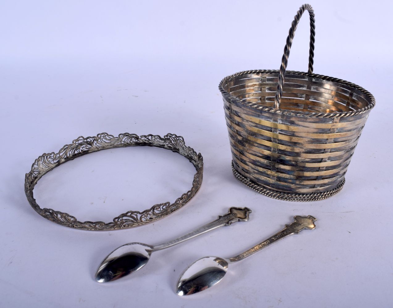 A VINTAGE TIFFANY & CO SILVER BASKET etc. Basket 195 grams. (4) - Image 2 of 2