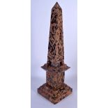 A LARGE 19TH CENTURY EUROPEAN GRAND TOUR PINK MARBLE OBELISK upon a stepped base. 48 cm high.