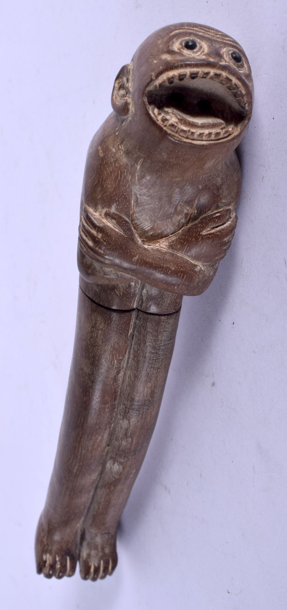 A JAPANESE CARVED BOXWOOD MONKEY KNIFE. 18 cm high.