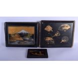 THREE 19TH CENTURY JAPANESE MEIJI PERIOD BLACK LACQUER PHOTOGRAPH ALBUMS some containing old photogr