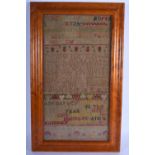 AN 18TH CENTURY ENGLISH FRAMED SAMPLER C1784. Image 40 cm x 24 cm.