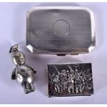 AN ART DECO SILVER CIGARETTE CASE together with a silver matchbox holder etc. Birmingham 1918. 144 g