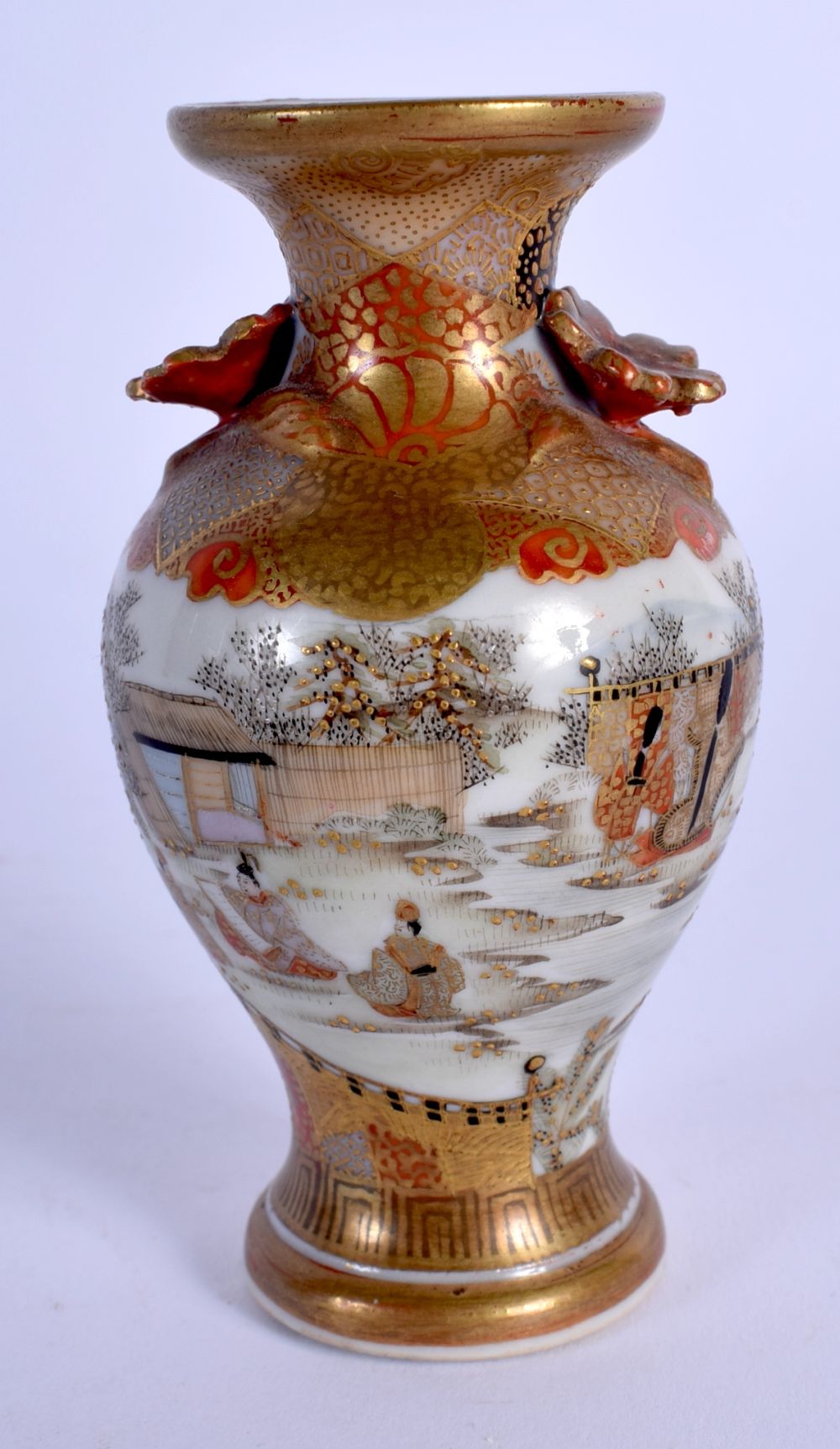 A MINIATURE 19TH CENTURY JAPANESE MEIJI PERIOD KUTANI PORCELAIN VASE painted with landscapes. 9.5 cm