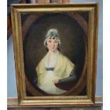 British School (18th Century) Oil on canvas, Figure in white & blue robes. Image 40 cm x 30 cm.