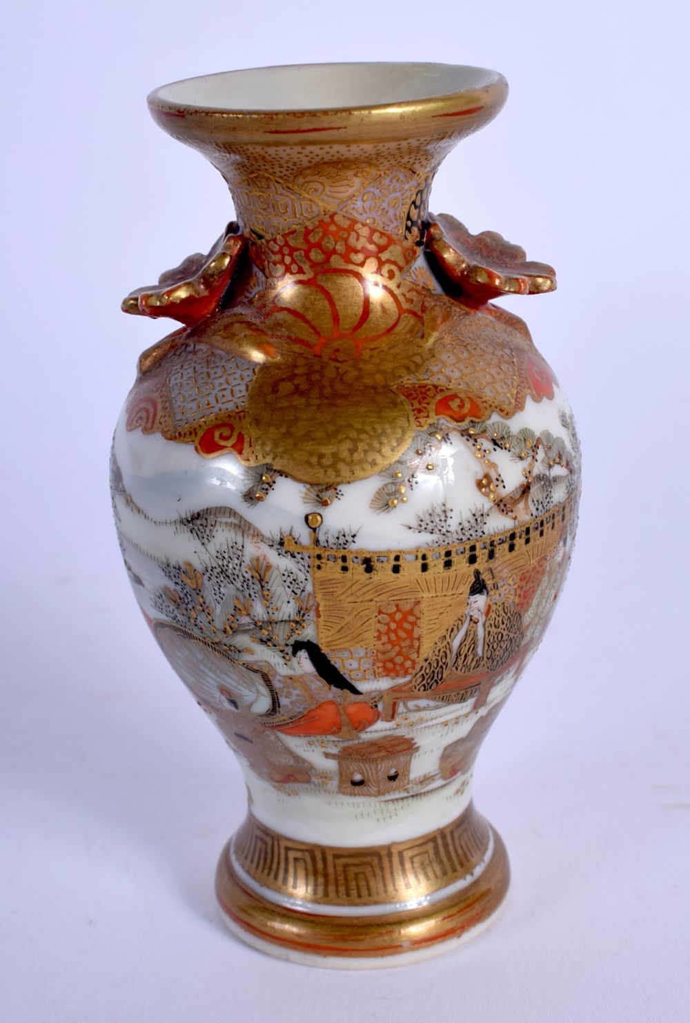 A MINIATURE 19TH CENTURY JAPANESE MEIJI PERIOD KUTANI PORCELAIN VASE painted with landscapes. 9.5 cm - Image 2 of 4