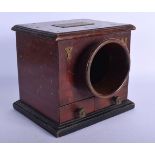 AN UNUSUAL EARLY 20TH CENTURY ENGLISH MAHOGANY BALLOT BOX with brass plaque and mounts. 25 cm x 18 c