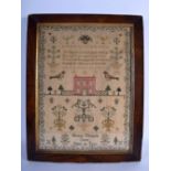 AN EARLY 19TH CENTURY EMBROIDERED SAMPLER by Harriet Elizabeth Coney. Sampler 44 cm x 30 cm.