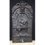 An Antique cast iron plaque depicting a Horse rider. 76 x 37cm 50