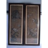 A PAIR OF EARLY 20TH CENTURY CHINESE INK WORK WATERCOLOUR PAINTINGS late Qing/Republic. Image 85 cm