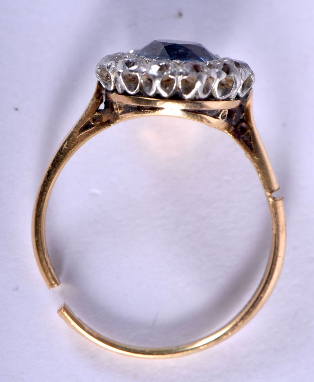 AN EDWARDIAN 18CT GOLD DIAMOND AND SAPPHIRE RING. 4 grams. P/Q. - Image 2 of 3