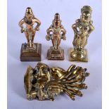 FOUR 19TH INDIAN BRONZE BUDDHISTIC FIGURES. Largest 10.5 cm high. (4)