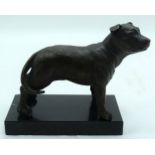 A small bronze model of a Pitbull dog.16 x 12cm.