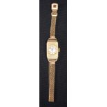 A GOLD ROLEX WRISTWATCH. 15 grams. Dial 2.5 cm x 1.5 cm, strap 23 long.