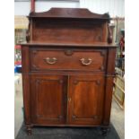 AN EARLY 19TH CENTURY SECRETAIRE MAHOGANY CHIFFONIER with lyre supports, brass mounts and reeded doo