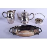 FOUR ARTS AND CRAFTS SILVER PLATED ITEMS probably WMF. 1372 grams. 23 cm x 18 cm. (4)