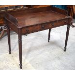 A GEORGE III MAHOGANY WRITING DESK upon slender legs. 105 cm x 65 cm.