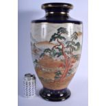 A VERY LARGE EARLY 20TH CENTURY JAPANESE MEIJI PERIOD SATSUMA VASE painted with boats within a lands