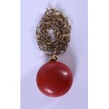 A VINTAGE 9CT GOLD CORAL NECKLACE. 12 grams. 58 cm long.