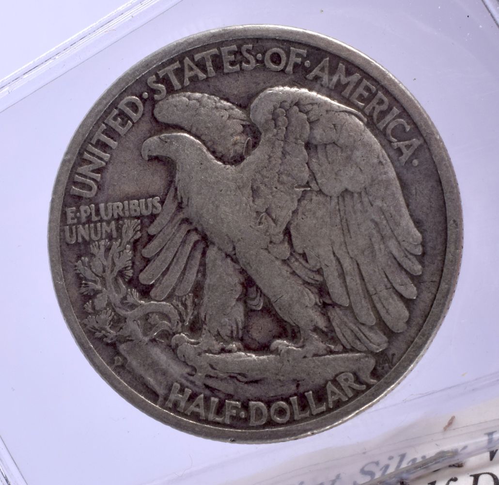 AN AMERICAN D MINT SILVER LIBERTY HALF DOLLAR COIN. - Image 2 of 3