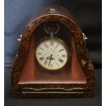 AN ANTIQUE GOLIATH POCKET WATCH with numerous subsidiary dials within a leather case. Clock 5 cm wid