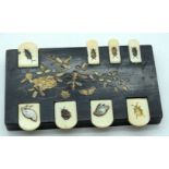 A Japanese Meiji period black lacquered and Ivory gaming counter. 9 x 6cm.