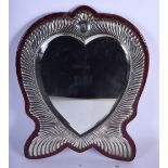 A VICTORIAN SILVER HEART SHAPED MIRROR. London 1888. 34 cm x 28 cm.