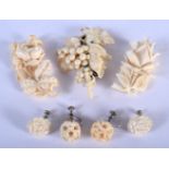THREE 19TH CENTURY EUROPEAN CARVED IVORY BROOCHES etc. (qty)
