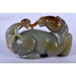 A CHINESE GREEN JADE CARVED FIGURE OF A HORSE 20th Century. 8 cm x 5 cm.