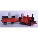 A STEAM TRAIN LOCOMOTIVE with tender. Train 40 cm x 25 cm, wheel 1 cm wide, 9 cm gauge