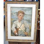 British School (19th/20th Century) Gouache Watercolour, Dicky the fisherman. Image 54 cm x 36 cm.