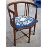 AN EDWARDIAN ARTS AND CRAFTS STYLE CHAIR. 70 cm x 54 cm.