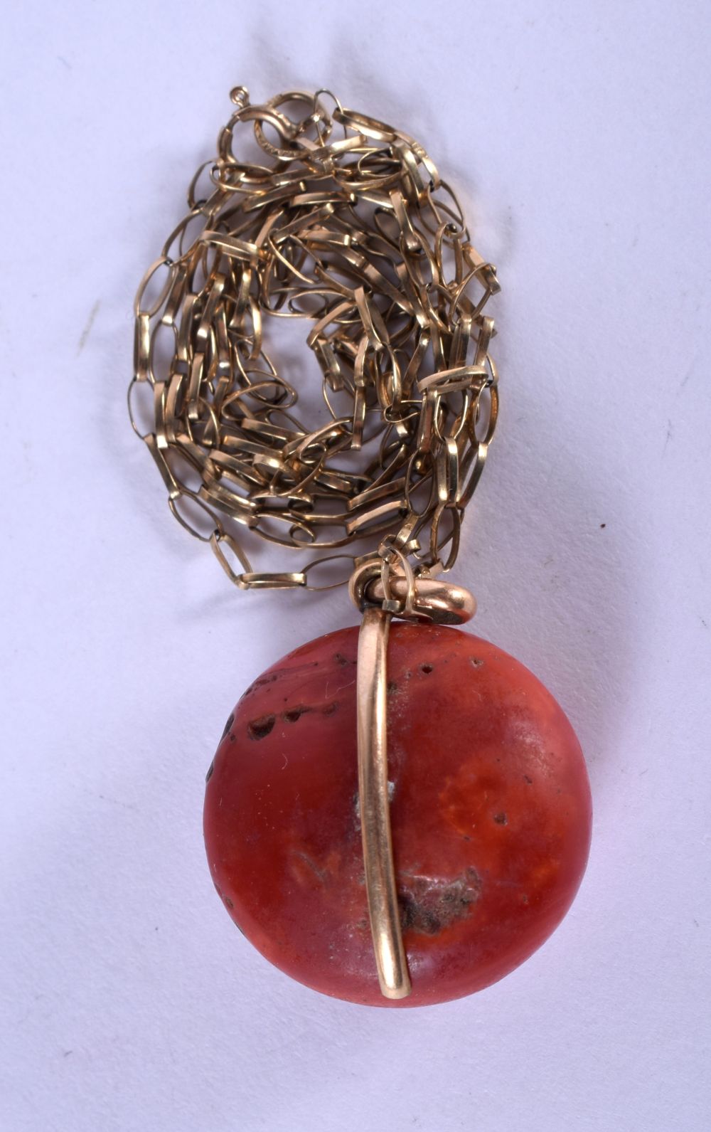 A VINTAGE 9CT GOLD CORAL NECKLACE. 12 grams. 58 cm long. - Image 2 of 2