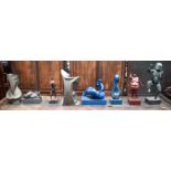 Contemporary School (20th Century) Eight Bronze Sculptures, in various forms and sizes. Largest 50 c