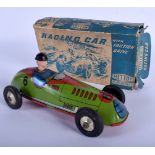 A VINTAGE METTOY BOXED FRICTION DRIVE RACING CAR. 13 cm wide.
