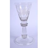 A RARE BATTLE OF THE BOYNE WILLIAMITE WINE GLASS C1900 bearing C1690 inscription. 15.5 cm high.