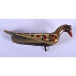 A VERY RARE 19TH CENTURY MIDDLE EASTERN CARVED RHINOCEROS HORN KNIFE formed as a bird with articulat