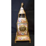 A LARGE 19TH CENTURY VIENNA ENAMEL GILT METAL MANTEL CLOCK painted with classical figures in various