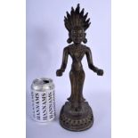 AN 18TH/19TH CENTURY INDIAN BRONZE FIGURE OF A STANDING DEITY modelled with both hands exposed holdi